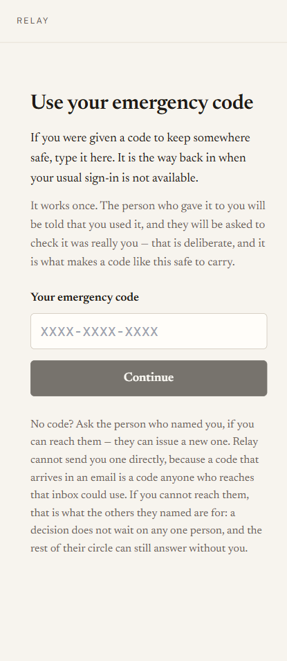 Emergency code entry