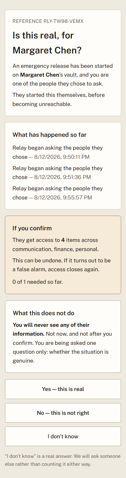 The verifier decision screen