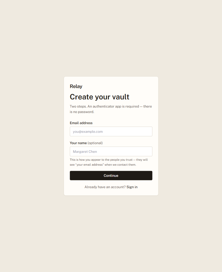 Creating a vault